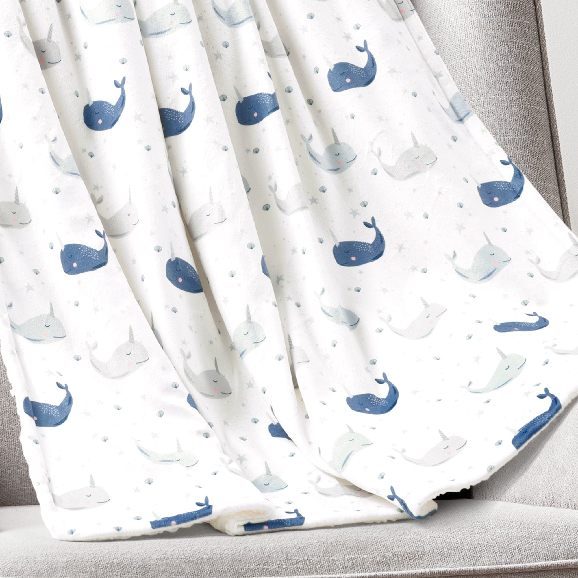 Narwhal Starfish Soft Sherpa Baby Blanket