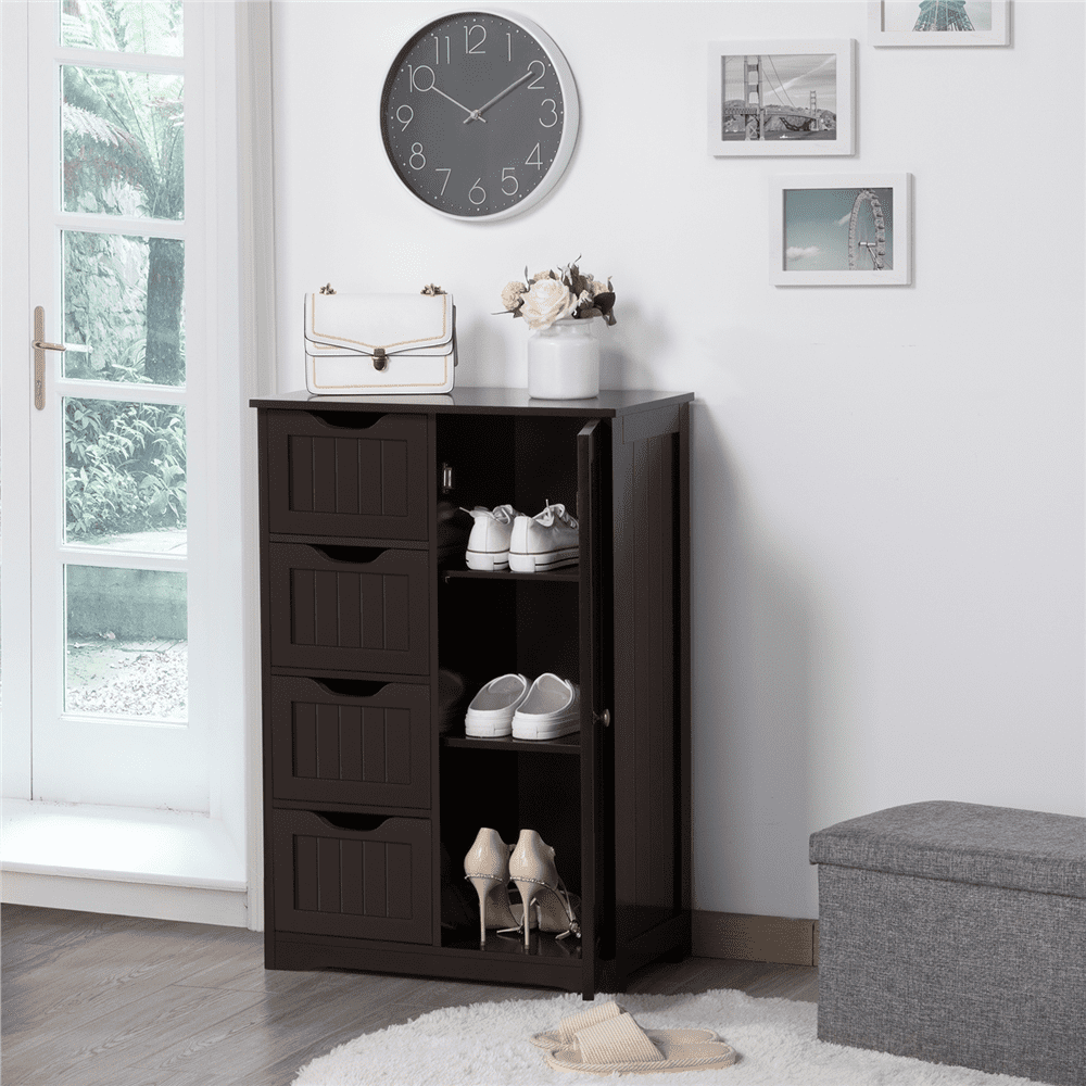 Easyfashion Wooden Bathroom Cabinet Storage Cabinet Espresso