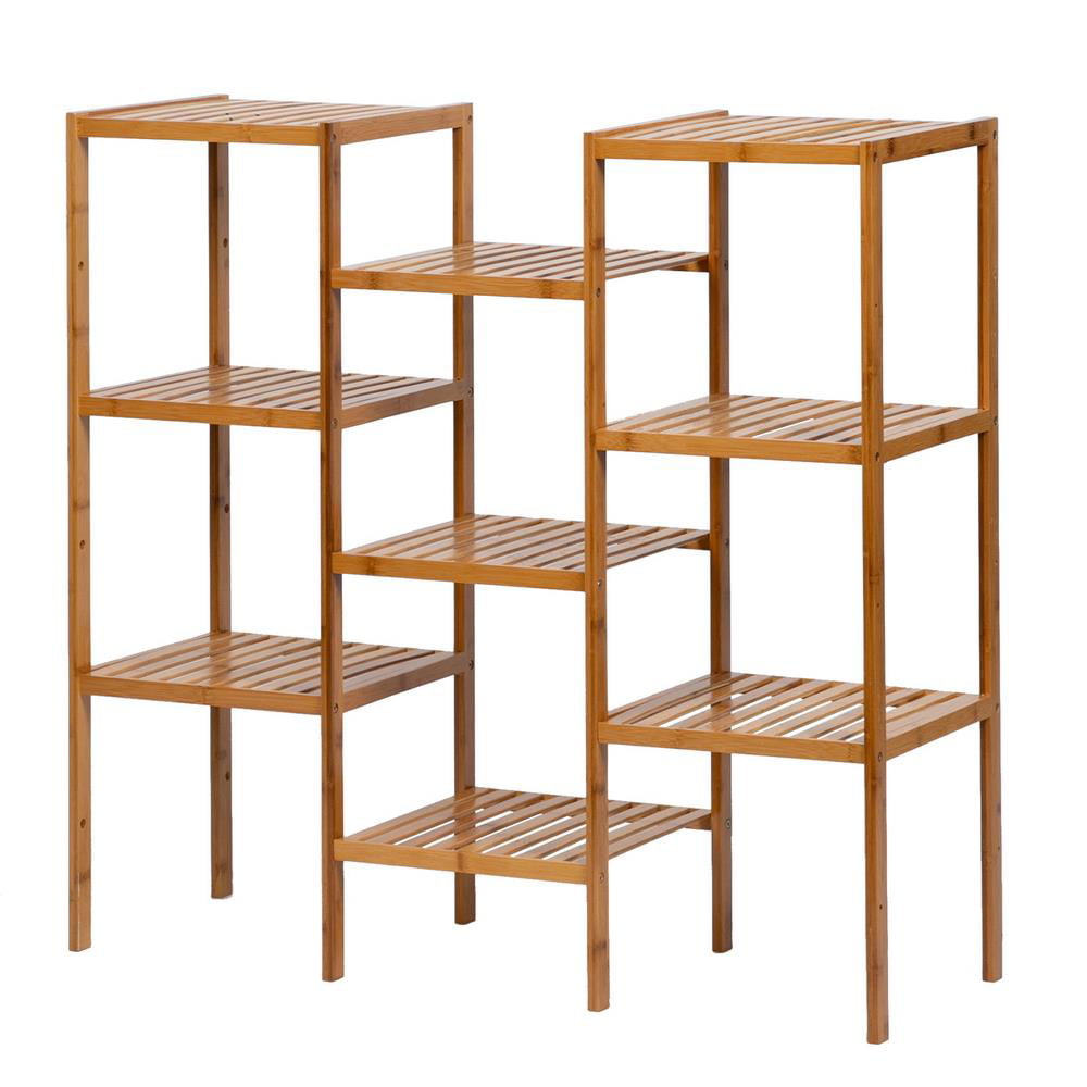 Winado 9-Tier Flower Pots Shelf Bamboo Plant Stand Rack for Patio Garden, Living Room, Wood Color