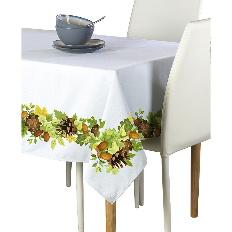 Square Tablecloth， 100% Polyester， 70x70， Pinecones Leaves Garland