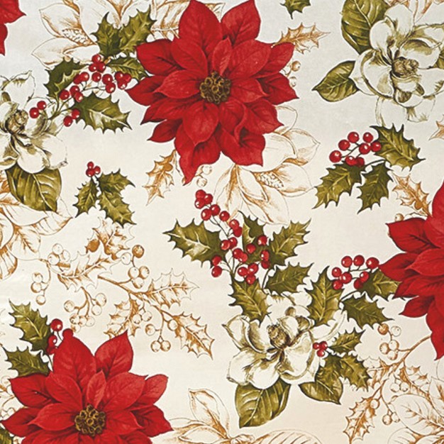 Poinsettia Grace Vinyl Indoor outdoor Tablecloth Elrene Home Fashions