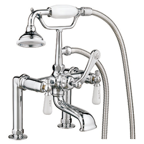 Clawfoot Tub Filler – Elephant Spout, Hand Held Shower, 6″ Elbow Mounts