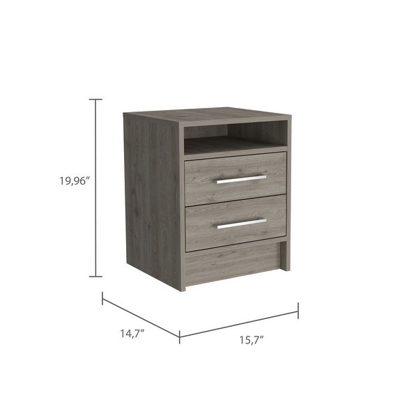 Minimalist Nightstand with 2-Drawer 1-Shelf， Superior Top， Bedside Table， Suitable for Any Bedroom or Living Room - - 37846988