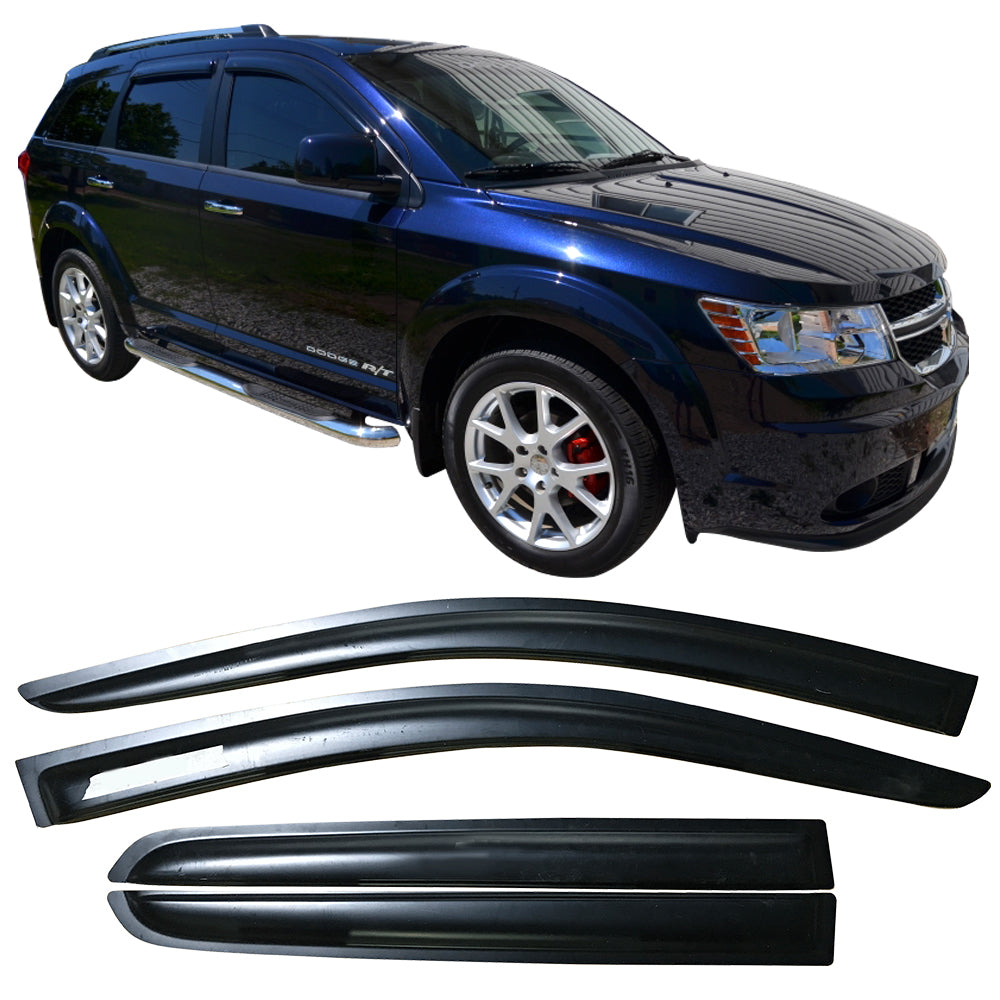 Ikon Motorsports Compatible with 09-20 Dodge Journey Acrylic Window Visors Vent Windshield Deflector Rain Guard 4Pc Set Outside Mount 2009 2010 2011 2012 2013 2014 2015 2016 2017