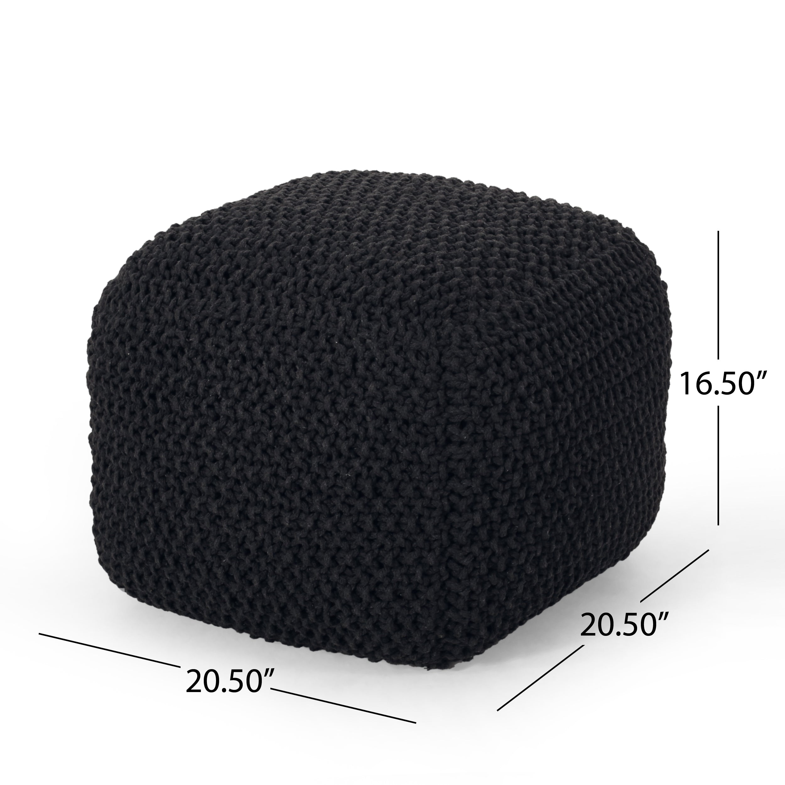 Teresa Modern Knitted Cotton Cube Pouf