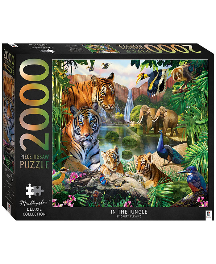 Mindbogglers Artisan 2000-Piece in The Jungle  Deluxe Jigsaws For Adults 38.6 x 30 intricate Puzzles Hobbies Jungle Themed Tiger Jigsaw Puzzles Set