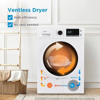 Midea 4.4 cu. ft. ventless Front Load Electric Dryer with Sensor dry in White MLE25H7BWW