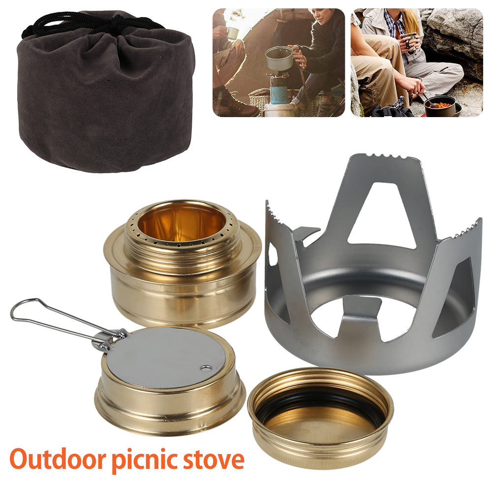 Willkey Mini Portable Outdoor Mini Alcohol Stove Burner Ultralight Camping Cookware Set for Outdoor Camping, Hiking, Backpacking, Picnic