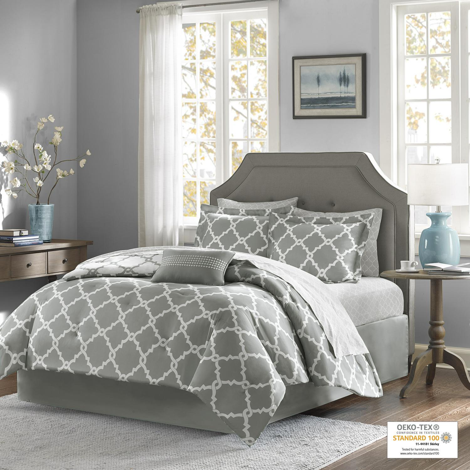 Home Essence Becker Reversible Bed in a Bag Bedding Set， Grey， Full