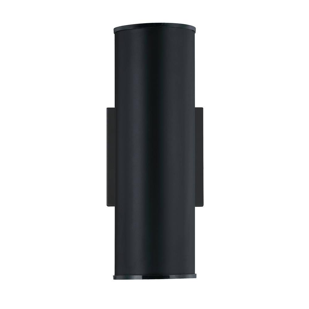 Pia Ricco Black LED Outdoor Wall Lantern Sconce with Up-Down Light Output 1JAY-15763