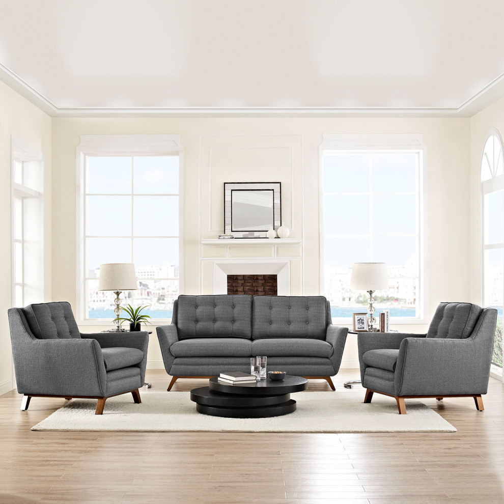 Beguile 3 Piece Upholstered Fabric Living Room Set   Modern   Living Room Furniture Sets   by Modern Furniture LLC  Houzz