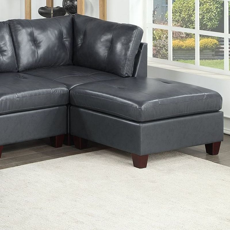 F.c Design 6pc Genuine Leather Sectional Sofa Chair Ottomans Set Tufted Couch Living Room Furniture