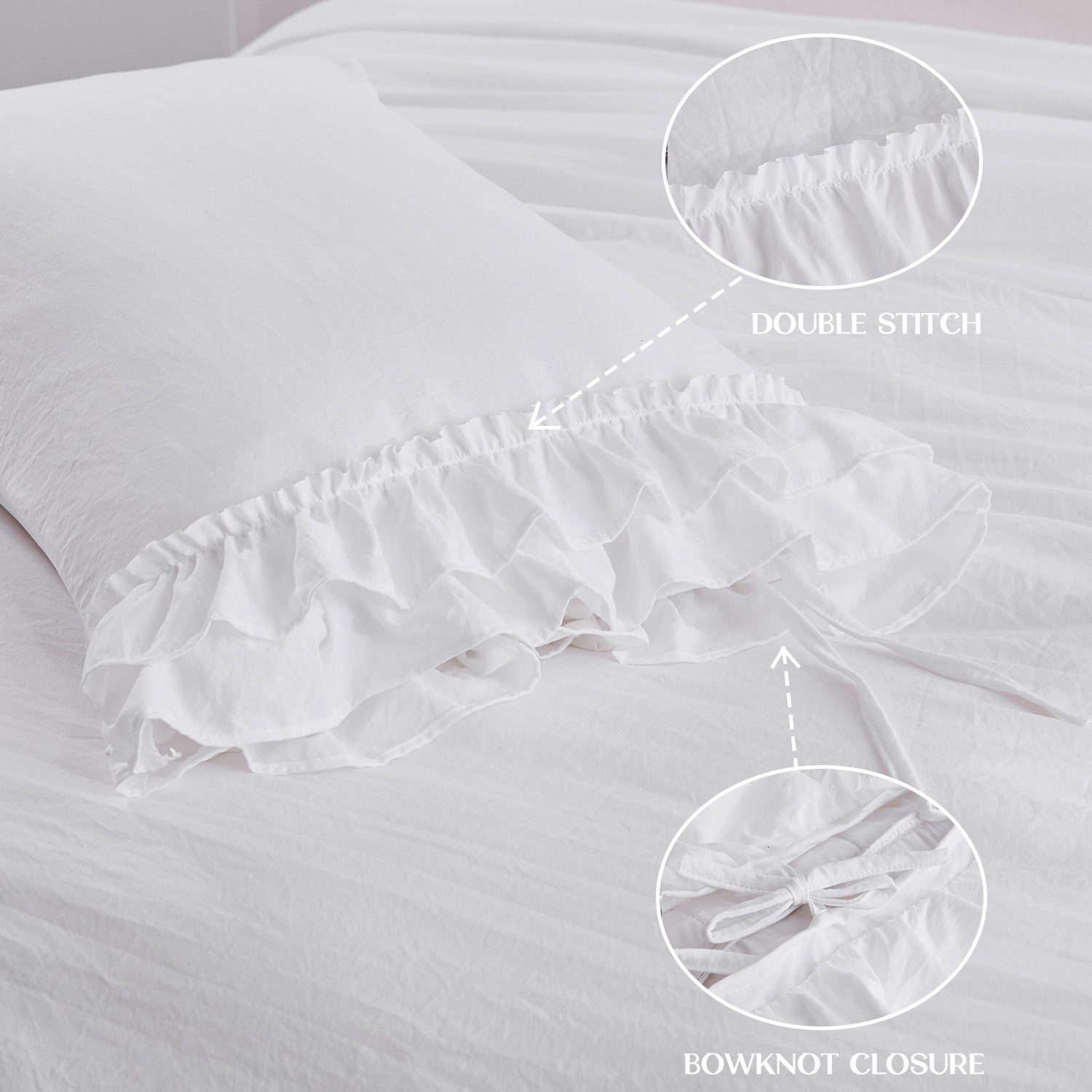 3 Piece Pre-Washed Microfiber Handmade Ruffle Fringe Duvet Cover Set-Hans