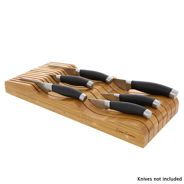 In Drawer Bamboo Knife Block And Cutlery Storage Organizer Holds Up To 15 Knives Bacteria Resistant And Protects Blades By Classic Cuisine