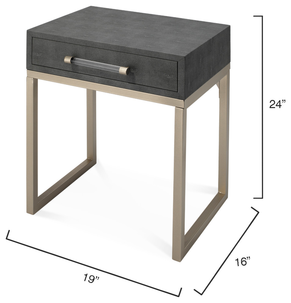 Gray Faux Patterned Leather Iron Kain Side Table   Contemporary   Side Tables And End Tables   by HedgeApple  Houzz