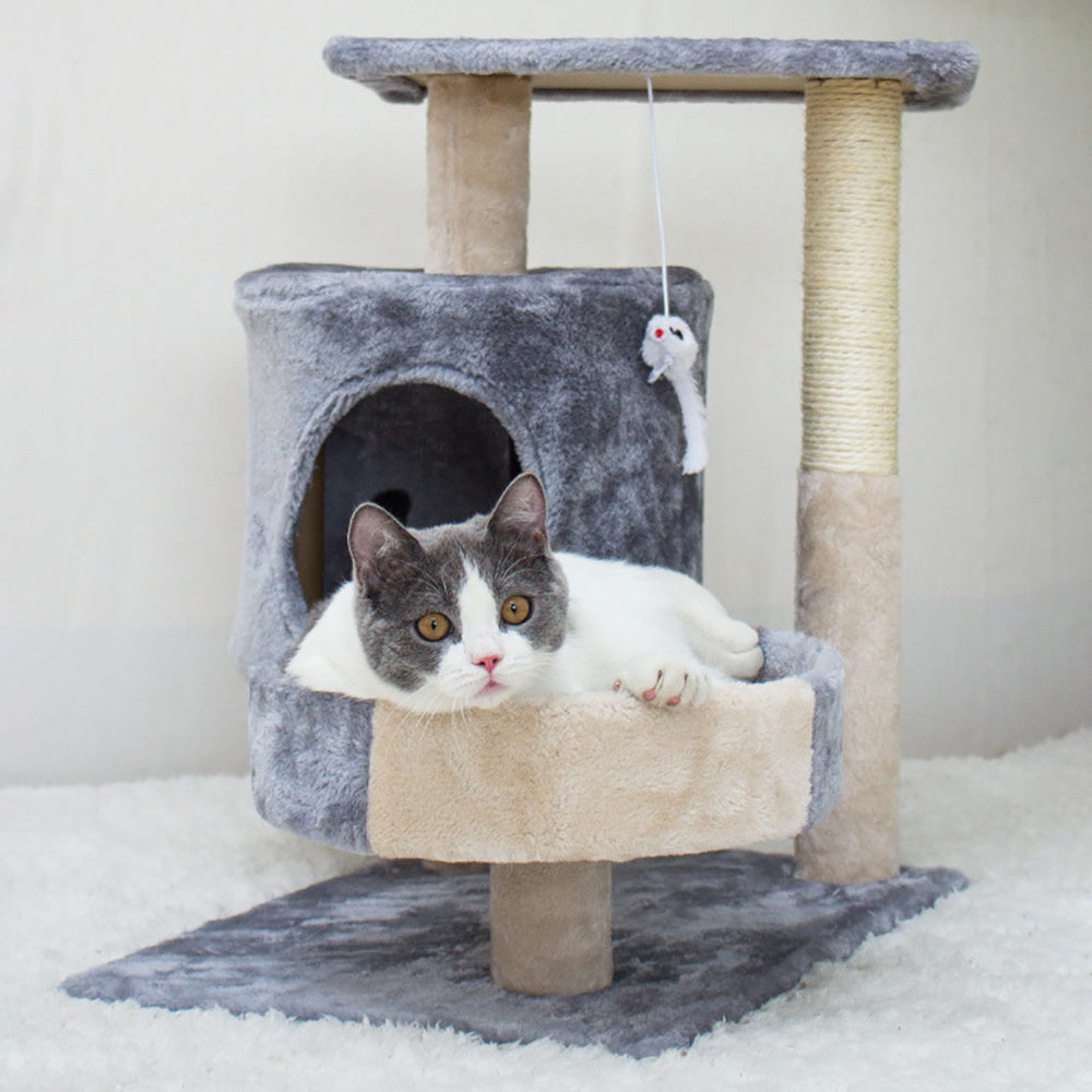 Tianlaimei 26.3inch Cat Tree Climb Tower with Condo and Perches， Gray