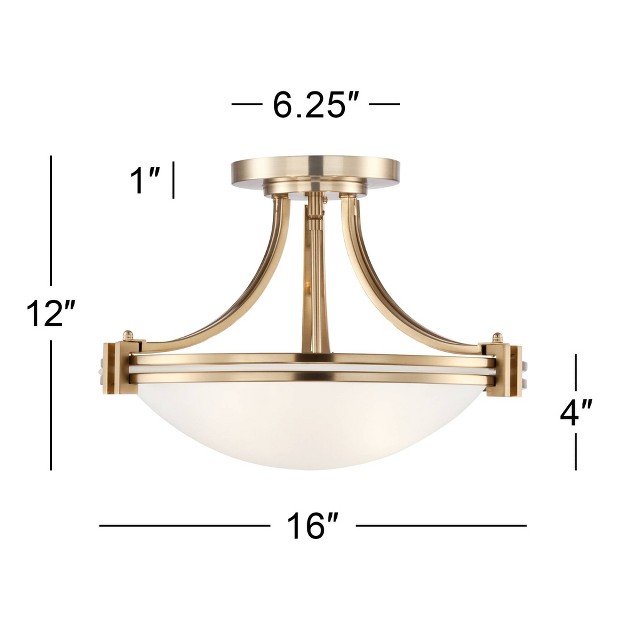 Wide Warm Brass 2 light White Glass Bowl For Bedroom Kitchen Living Room