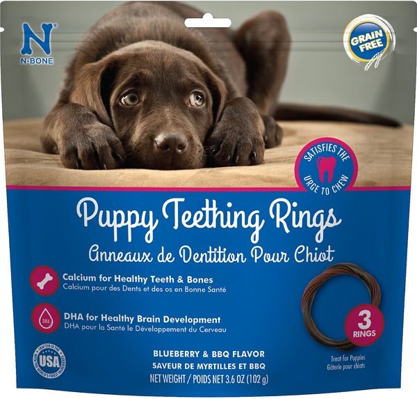 N-Bone Puppy Teething Ring Blueberry and BBQ Flavor Grain-Free Dog Treats