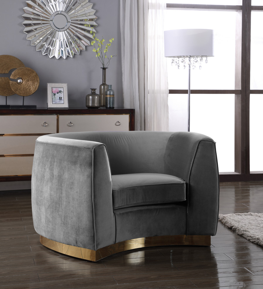 Julian Velvet Upholstered Set   Contemporary   Armchairs And Accent Chairs   by Meridian Furniture  Houzz