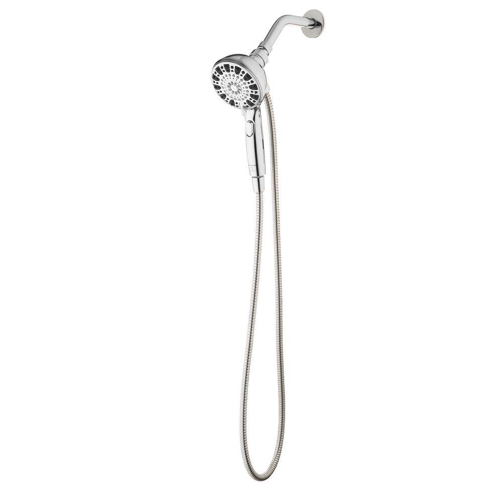 Glacier Bay Push Release 6-Spray Patterns with 1.8 GPM 4.25 in. Wall Mount Handheld Shower Head in Chrome 8571101HC