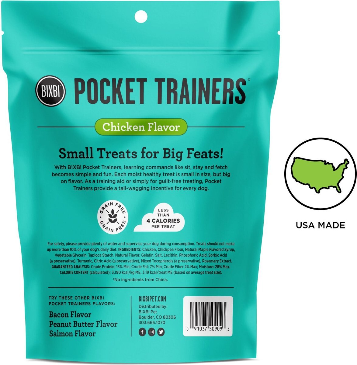 BIXBI Pocket Trainers Chicken Flavor Grain-Free Dog Treats