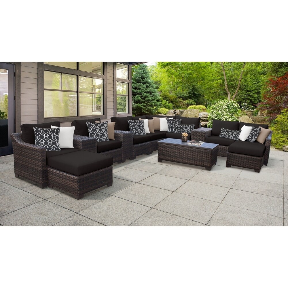 kathy ireland River Brook 14 Piece Outdoor Wicker Patio Furniture Set 14a