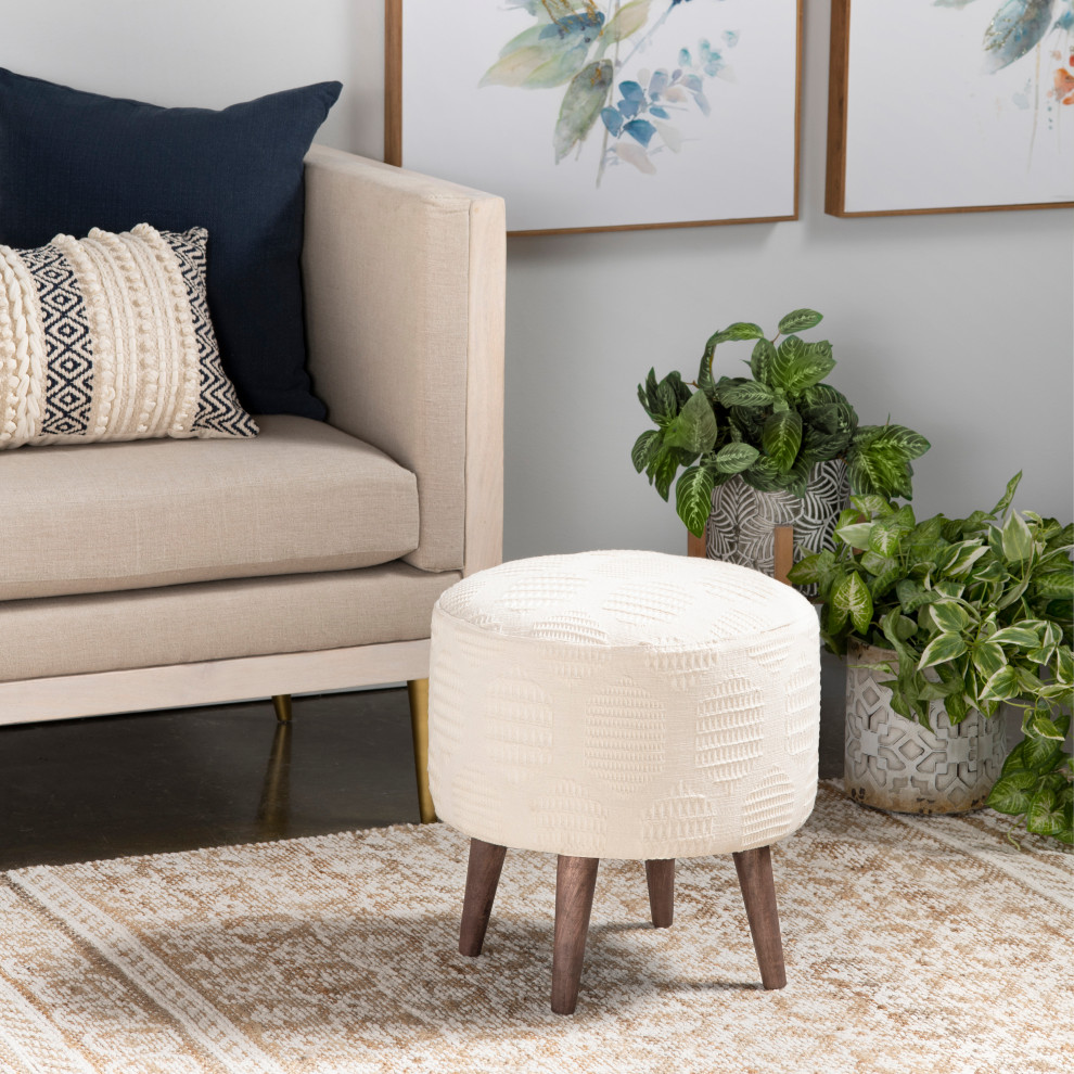 Anya Cream Round Stool   Midcentury   Footstools And Ottomans   by Crestview Collection  Houzz