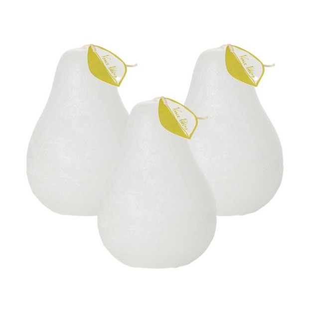 White Timber Pear Candles Set Of 3