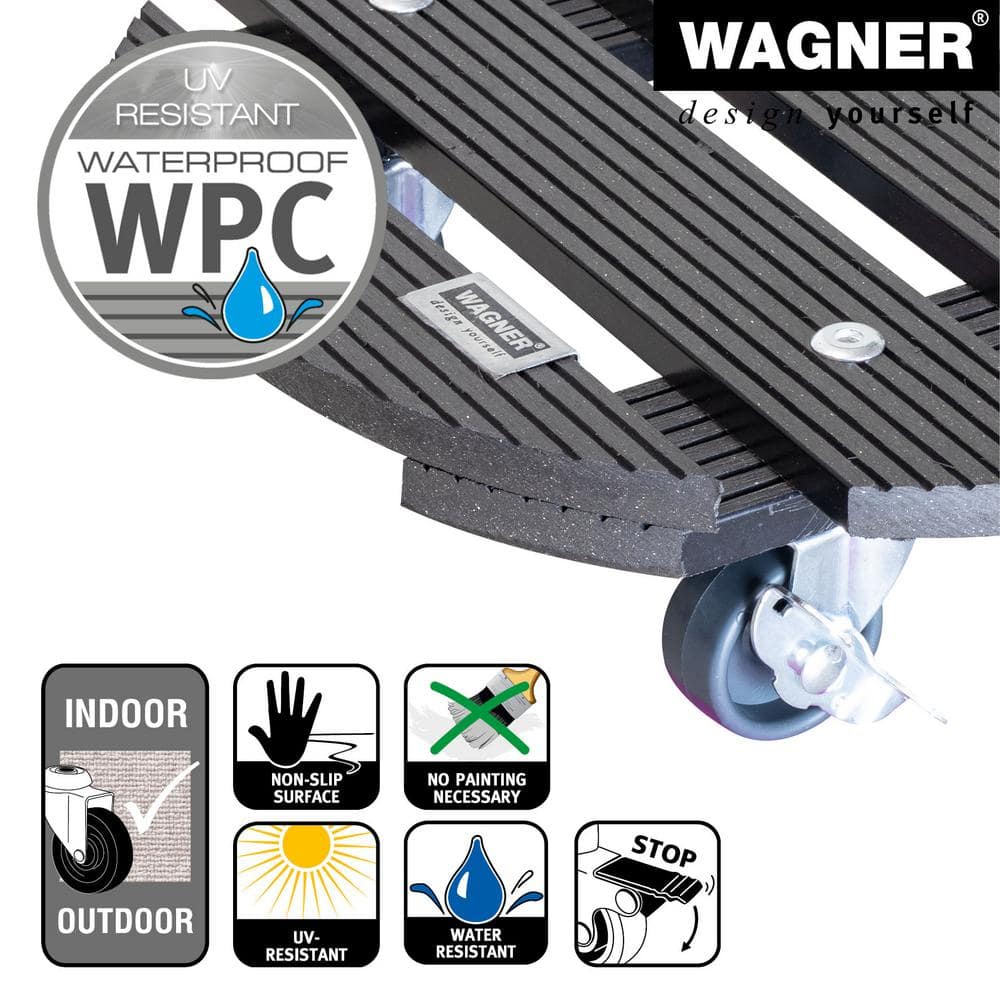 Wagner 11.4 in. Gray Round WPC Plant Caddy-Wood Plastic Composite 64-0525