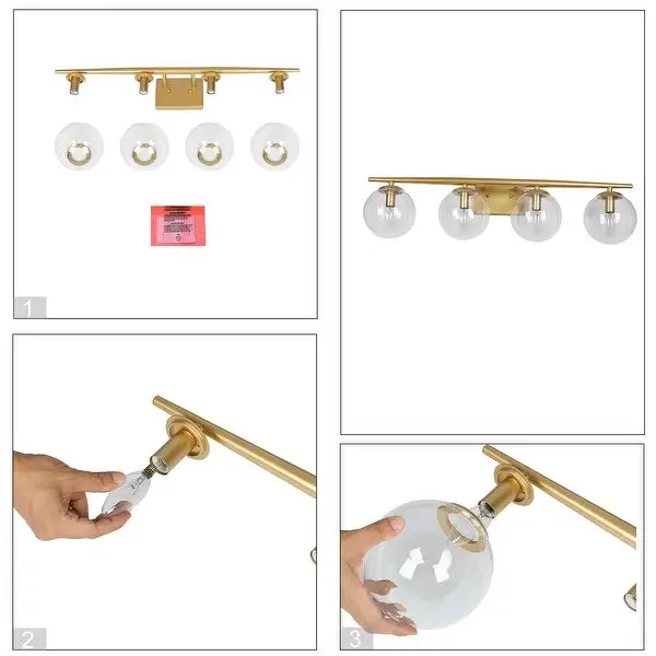 Modern Gold 4/ 3-light Bathroom Vanity Lights Glass Globe Wall Sconces