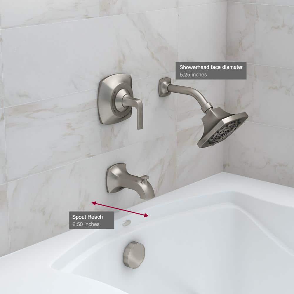 KOHLER Rubicon SingleHandle 3Spray WallMount Tub and Shower Faucet in Brushed Nickel