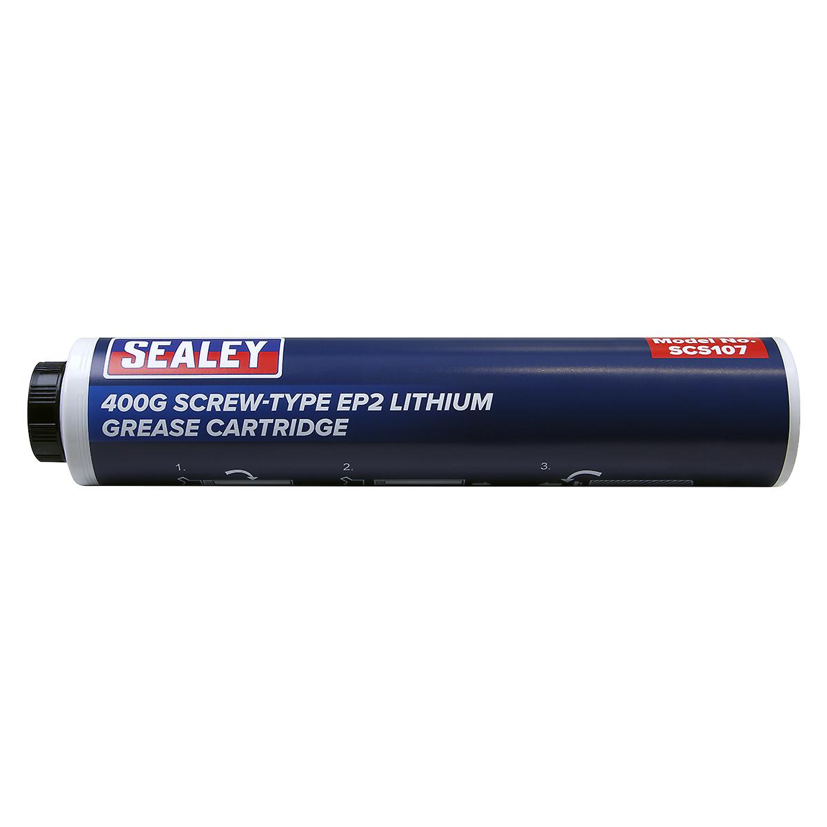 Sealey Scs107 Screw Type Ep2 Lithium Grease Cartridge 400G