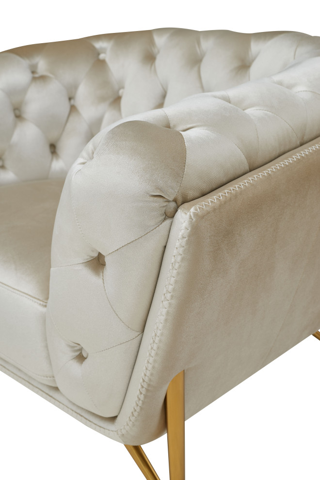 Divani Casa Stella Transitional Beige Velvet Chair   Midcentury   Armchairs And Accent Chairs   by Vig Furniture Inc.  Houzz