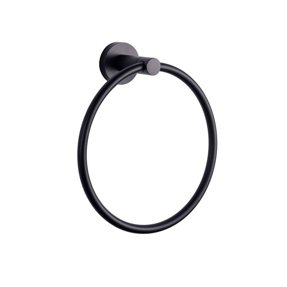 Lexora Bagno Nera Stainless Steel Towel Ring in Matte Black LTR16152MB