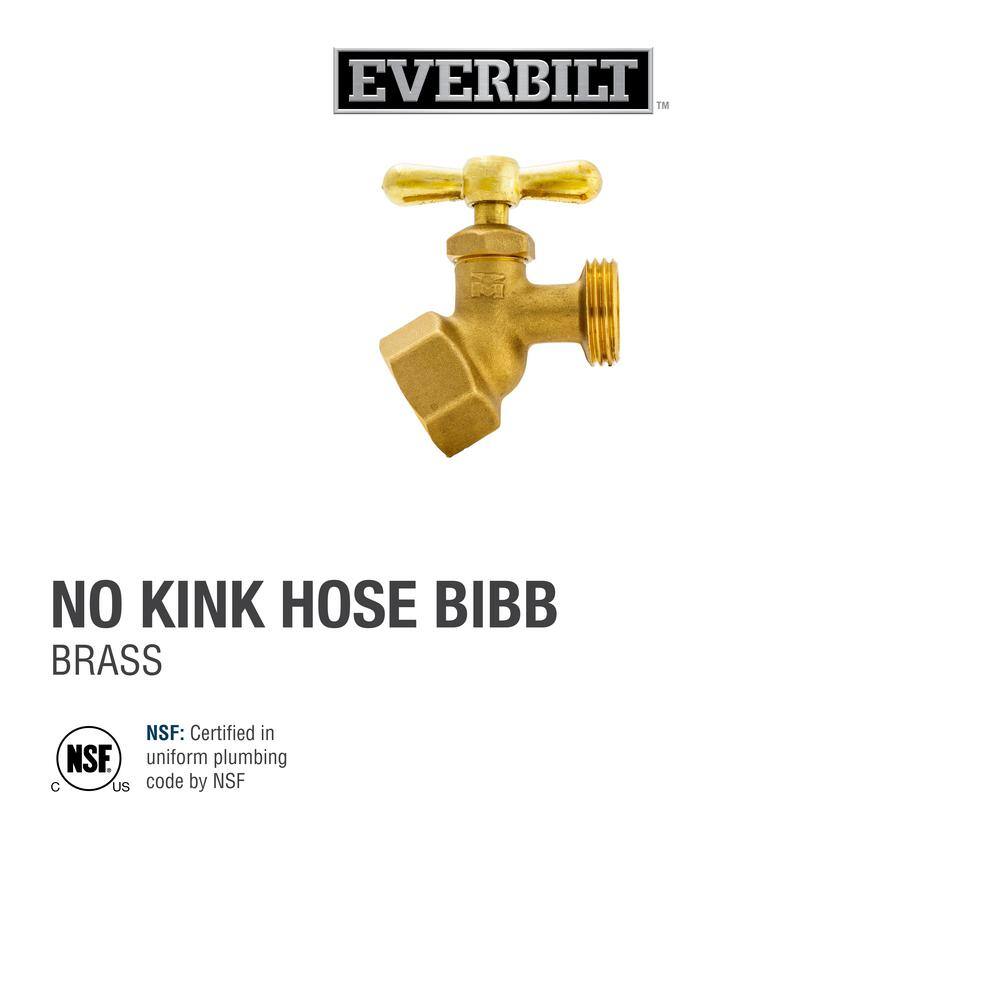 Everbilt 34 in. x 34 in. FIP x MHT Brass No-Kink Hose Bibb Valve 102-404EB