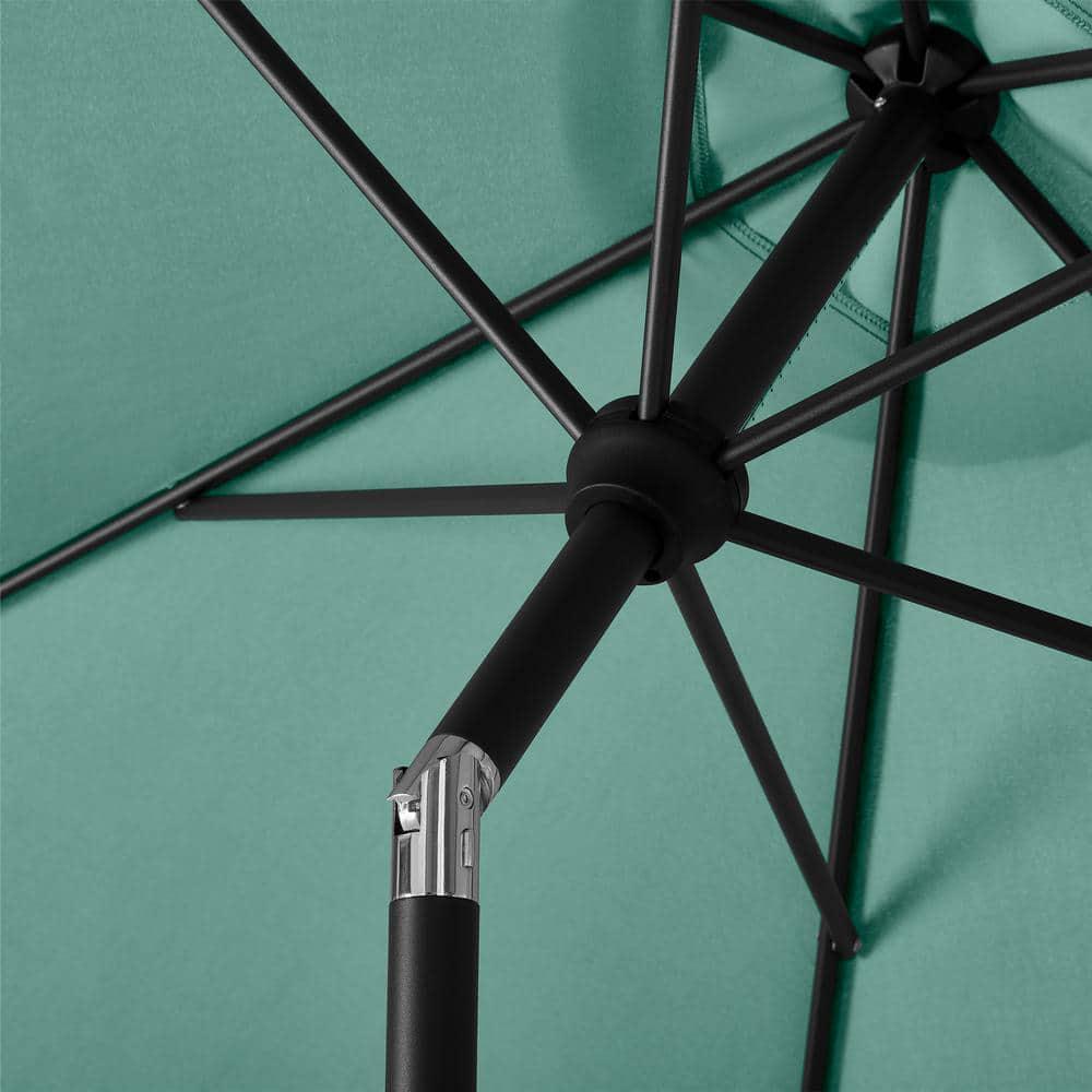 Hampton Bay 9 ft Aluminum Market Push Button Tilt Patio Umbrella in Aloe Green