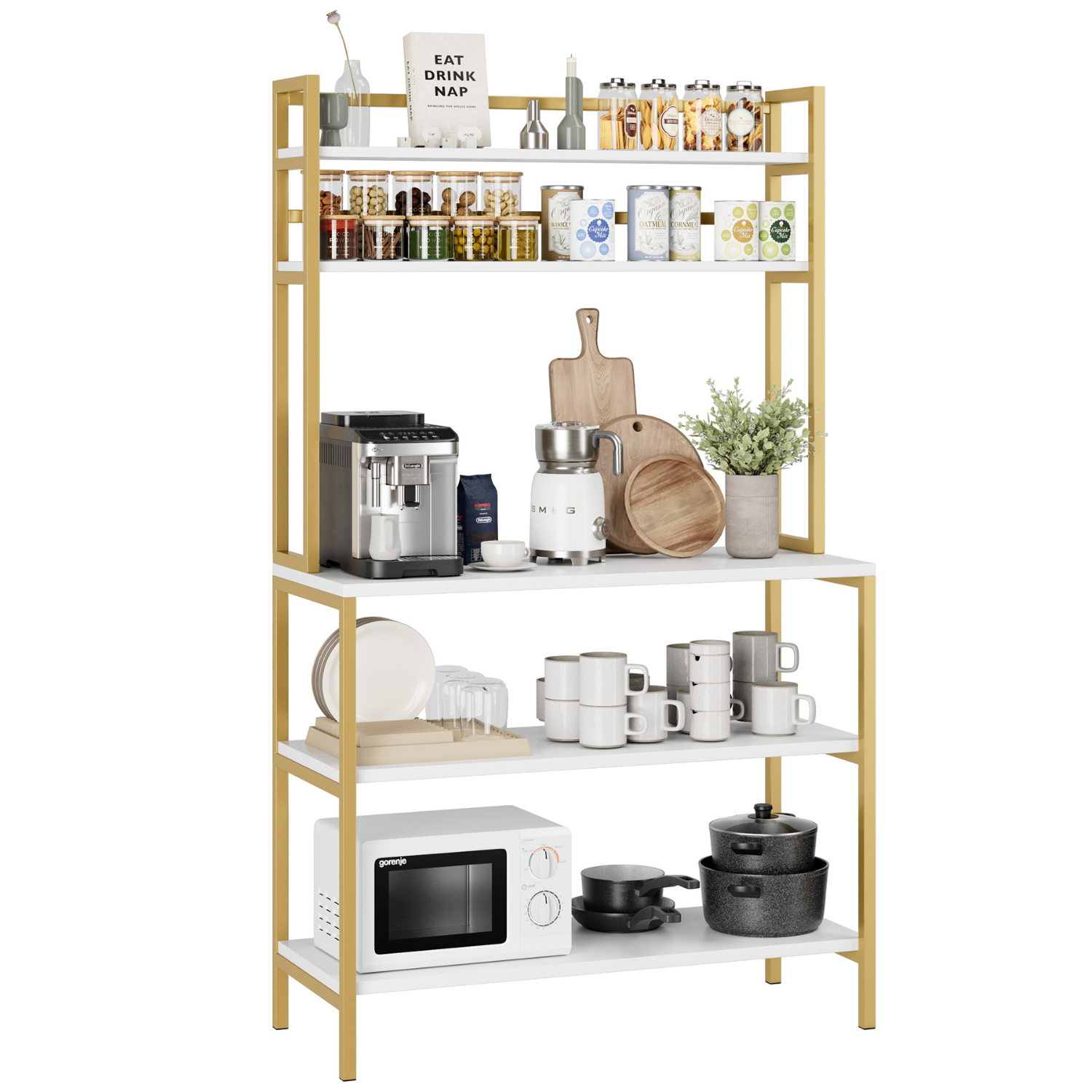 5-Tier Kitchen Storage Rack, Freestanding Household Storage Shelf for Kitchen, Restaurant