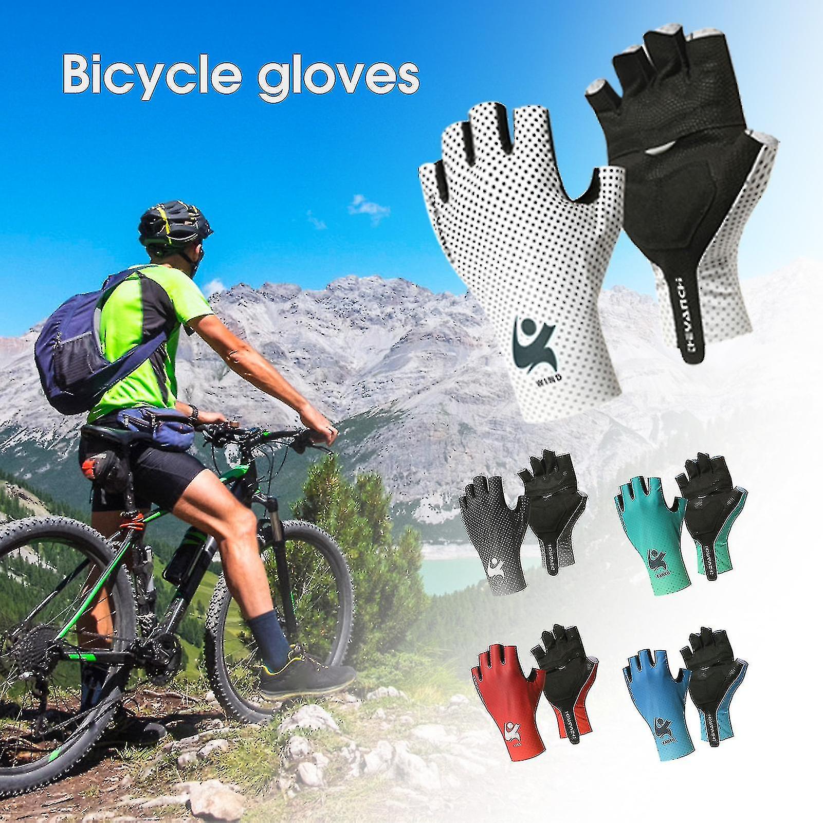 1 Pair Anti-slip Letter Print Suncreen Cycling Gloves Unisex Cycling Half-finger Gloves For Summer