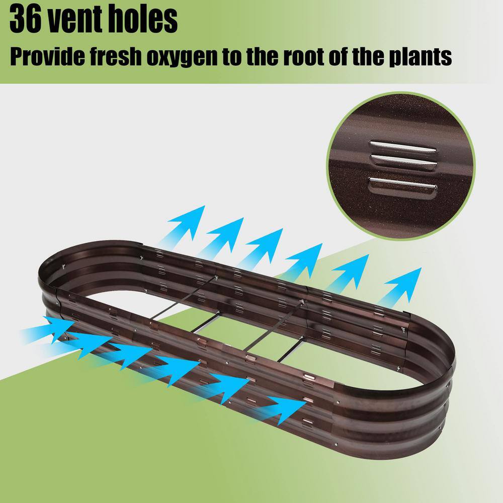 LuxenHome 5.6 ft. Oval Brown Metal Garden Bed WHPL431