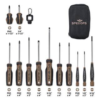 SPEC OPS Screwdriver Set 5 Phillips 5 Slotted 2 Torx Magentic Tip 3% Donated to Veterans (12-Piece) SPEC-S-12PK