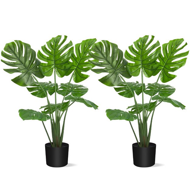 Trinity Artificial Monstera Deliciosa Plant 29inch Faux Monstera Tropical Palm Tree With Pot For Home Decor Indoor Living Room Office