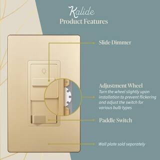 TOPGREENER Kalide 200-Watt 3-Way Slide Dimmer Light Switch With OnOff Button No Neutral Gold (3-Pack) TGSDS3-GD-3PCS