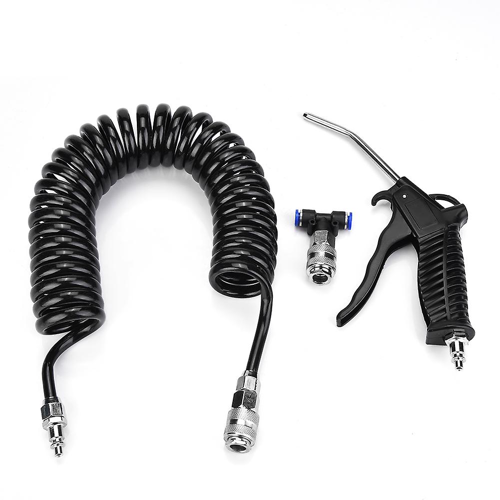 Black Air Duster Gun Pneumatic Wind Blowing Kit Set With Small Eu Connector   Pu Hose