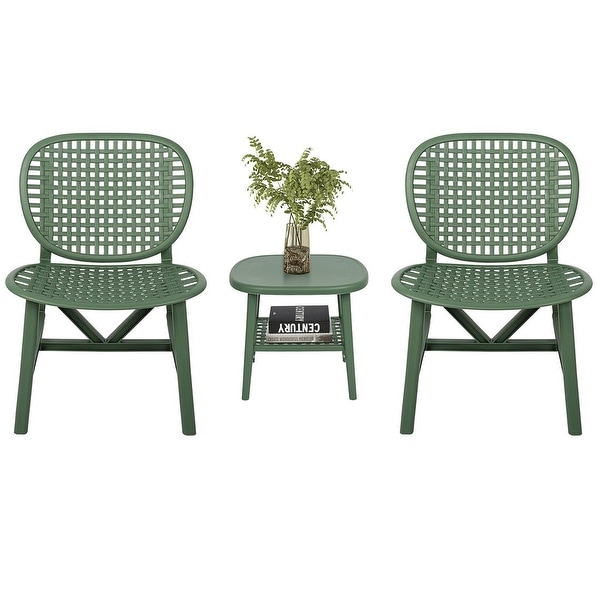 3Piece Hollow Design Patio Table Chair Set，Outdoor Bistro Set