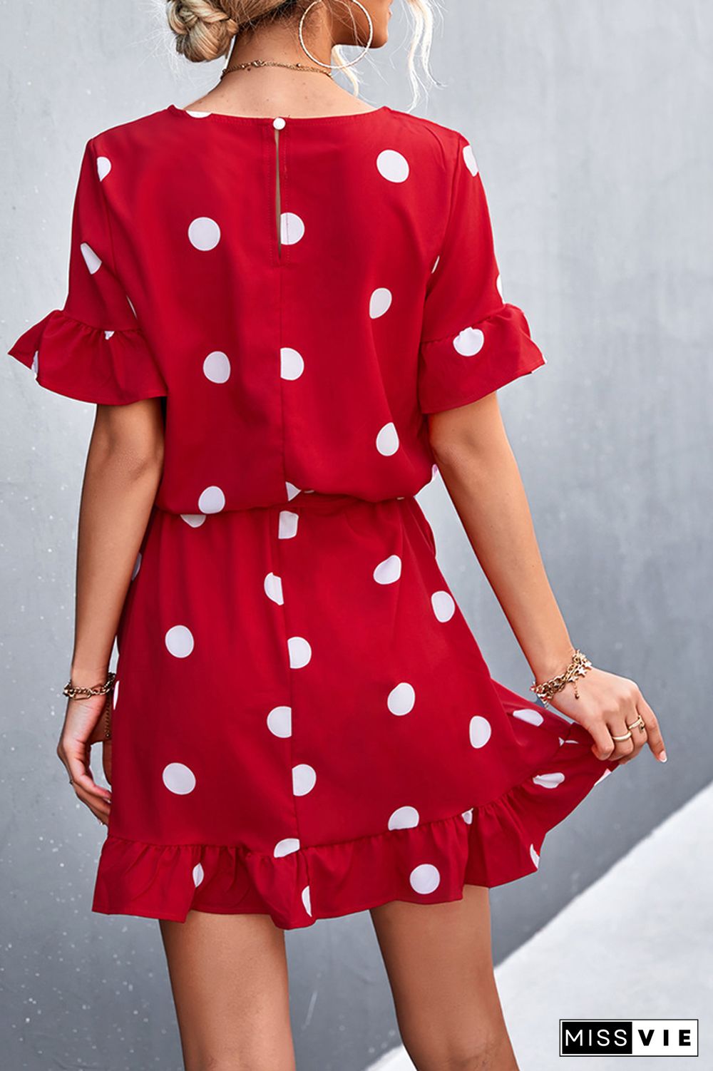 Polka Dots Short Sleeve Shorts Jumpsuit Wholesale