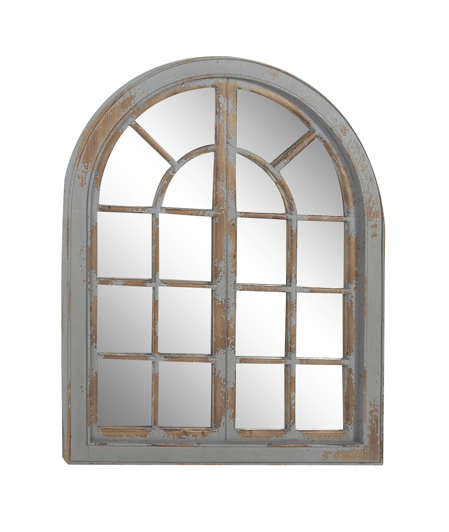 Grey Farmhouse Wood Wall Mirror 48 x 37