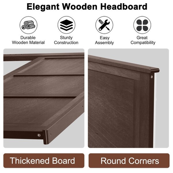 Full Wood Headboard Flat Panel with Pre-drilled Holes and Height Adjustment - - 36068985