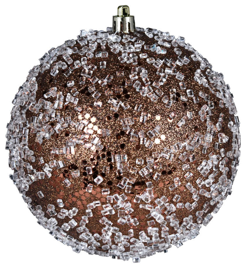 Vickerman N190276D 4.75 quotMocha Glitter Hail Ball Drilled Wired 4/Bag   Christmas Ornaments   by Vickerman Company  Houzz