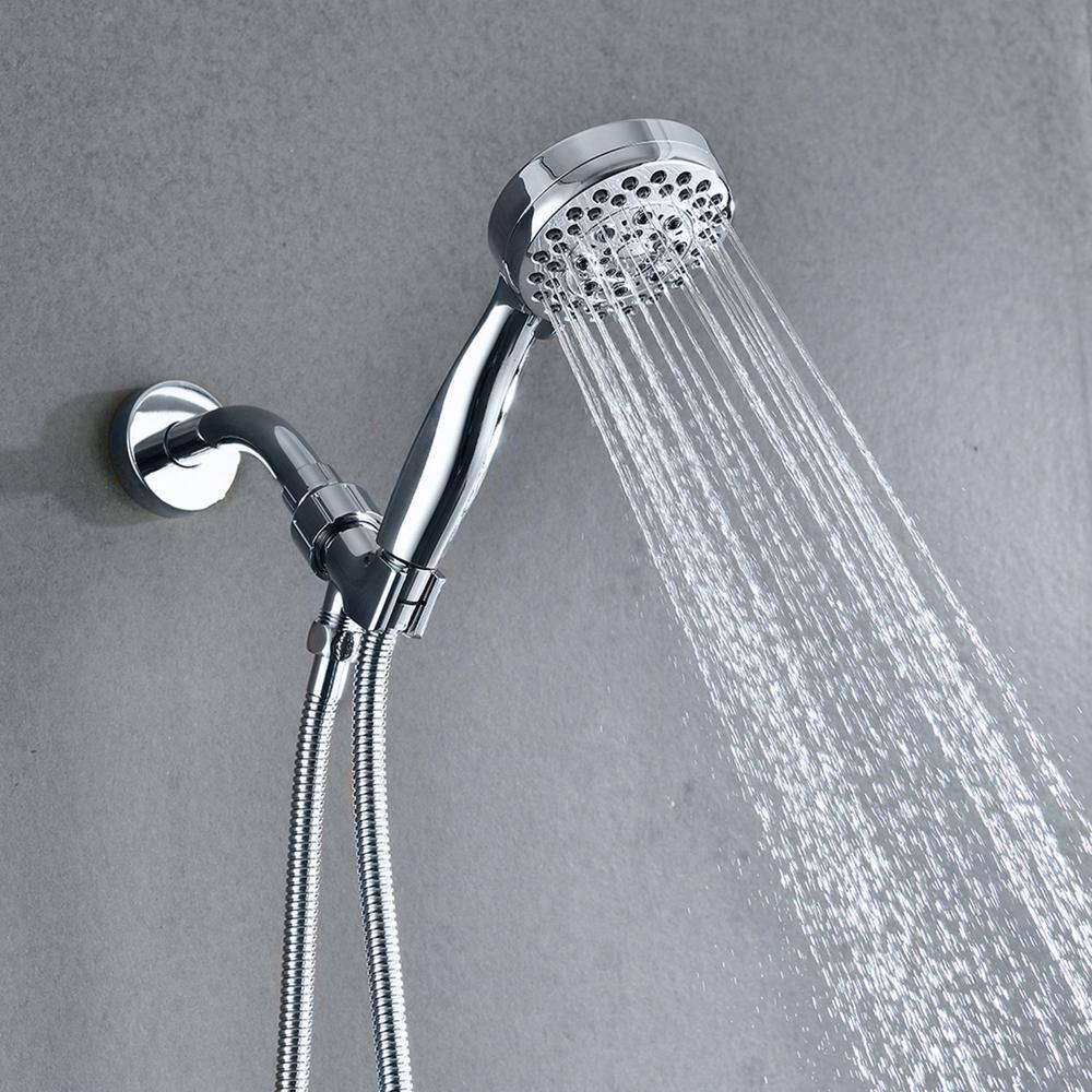 Aurora Decor ACAD 5-Spray Patterns 1.8 GPM 3.5 in. Wall Mounted Handheld Shower Head with Hose in Chrome FAMSH2B5B002CH