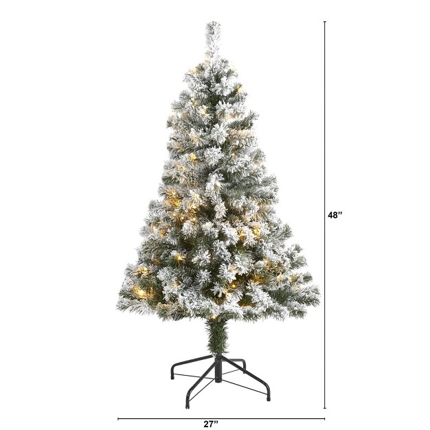 4ft Nearly Natural Pre-lit Led Flocked West Virginia Fir Artificial Christmas Tree Clear Lights